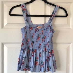 Target mossimo blue floral smocked tank top